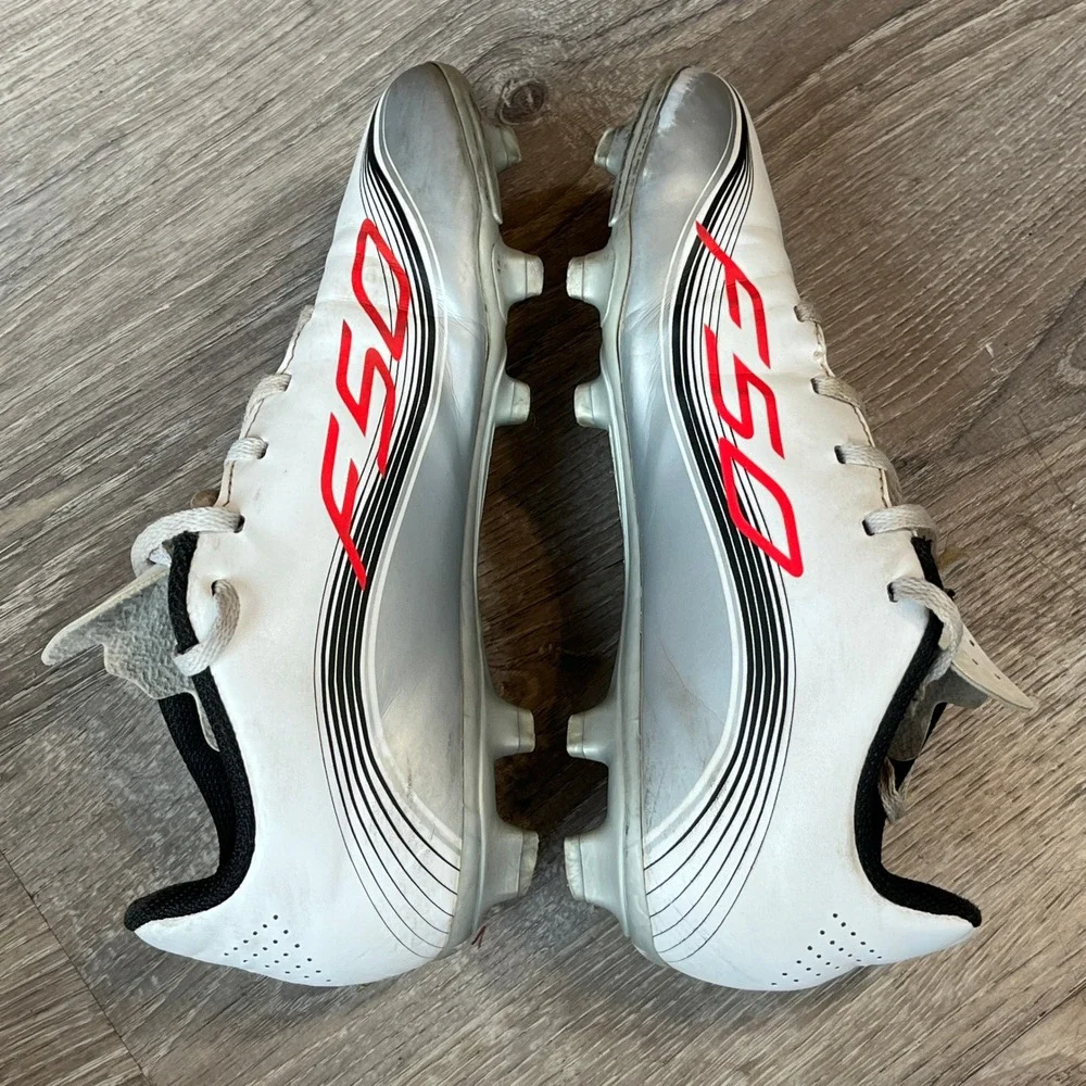 Adidas Kids F50 Messi Soccer Cleats White Silver Red JP7457 Size 4Y